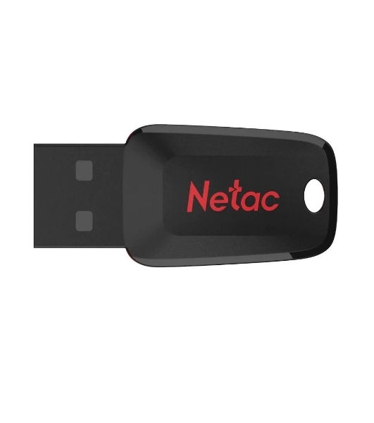 Флешка USB Netac U197 (NT03U197N-064G-20BK), 64Gb, USB 2.0, R/W 25/10, черный/красный