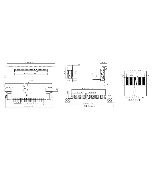 Разъем FPC Half Coverage Top Contact 0.5K-BS-36PWB 36 pin высота 2мм шаг 0,5мм