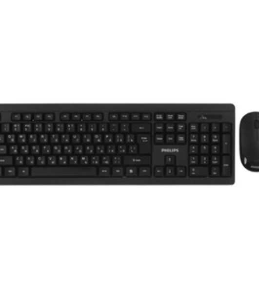 Комплект клавиатура+мышь Philips SPT6324 беспроводной, USB, 1000 DPI, чёрный