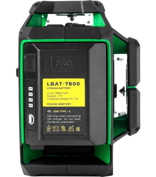 Уровень лазер. Ada LaserTANK 3-360 2кл.лаз. 515нм цв.луч. зеленый 3луч. (А00633)