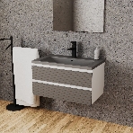 Тумба под раковину Bau Stil Loft grey brushed, раковина кварцевая BAU Stil 75, серый металлик, фото5