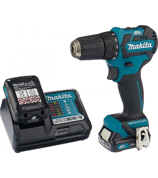 Дрель-шуруповерт Makita DF332DWAE, 12 В, 2 Ач, 35 Нм, бесщеточный