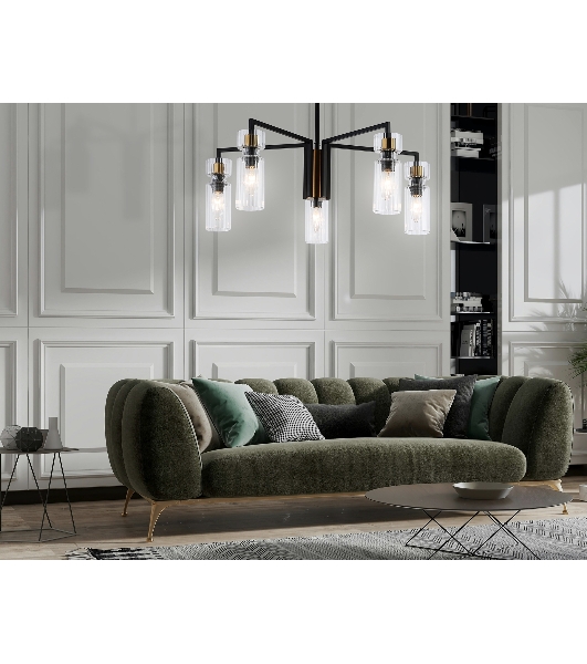 Люстра Ambrella light LH56113/5 BK/BS/CL черный/латунь/прозрачный E14*5 max 40W D605*350