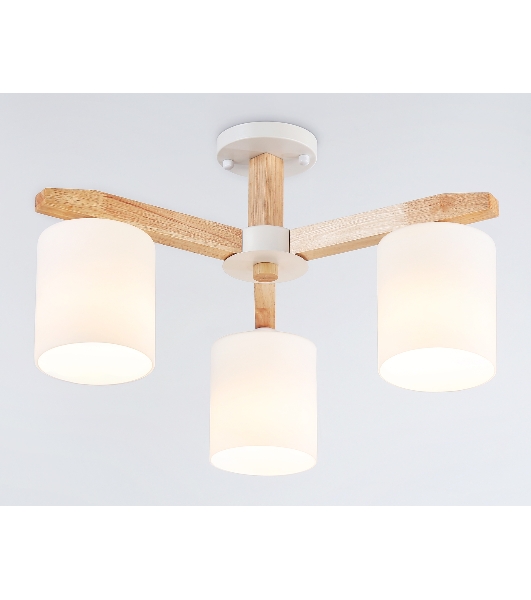 Светильник Ambrella light TR83112/3 WH/LW белый/светлое дерево E27/3 max 40W D580*320