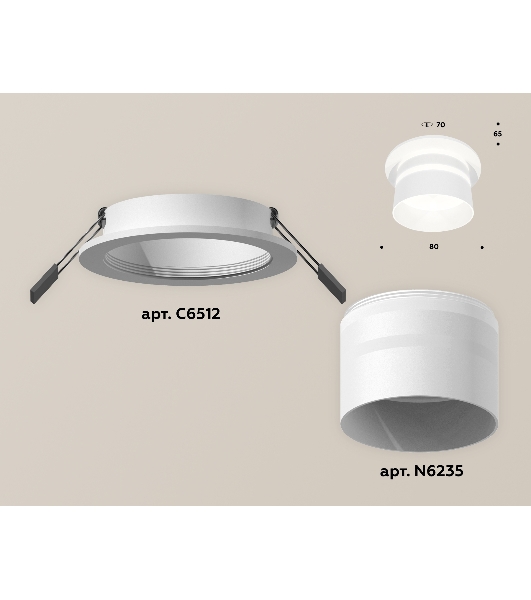 Комплект встраиваемого светильника Ambrella light XC6512062 SWH/FR белый песок/белый матовый MR16 GU5.3 (C6512, N6235)