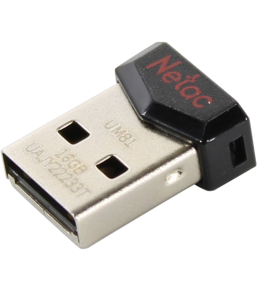 Флешка USB Netac UM81 (NT03UM81N-032G-20BK), 32Gb, USB 2.0, R/W 30/10, черный/красный