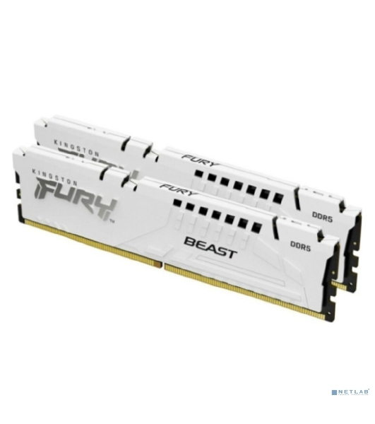 Оперативная память Kingston Fury Beast, DDR5, 32Gb (2x16GB), 6000MHz, CL36, DIMM, с радиаторами, белый