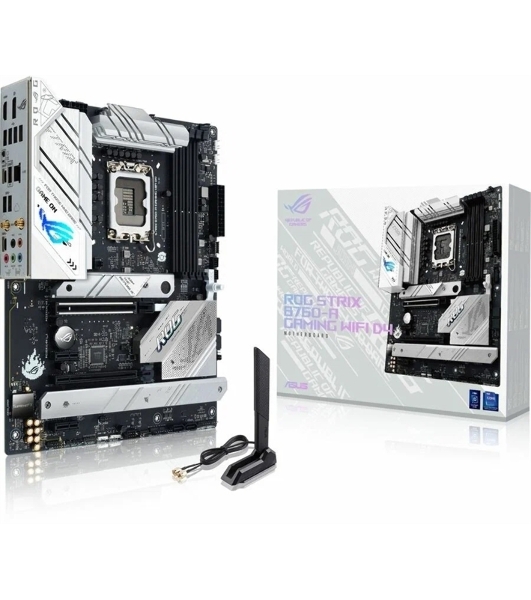 Материнская плата ASUS ROG STRIX B760-A GAMING WIFI, LGA 1700, Intel B760, 4xDDR5, 4xSATA, 3xM.2, 1xPCIe 5.0 x16, 1xPCIe 3.0 x4, 1xHDMI, 1xDP, 1x 2.5Gb LAN, 1xUSB-A 3.2 Gen 2, 2xUSB-A 3.2 Gen 1, 4xUSB 2.0, 5x3.5 мм, 7.1, Standard-ATX