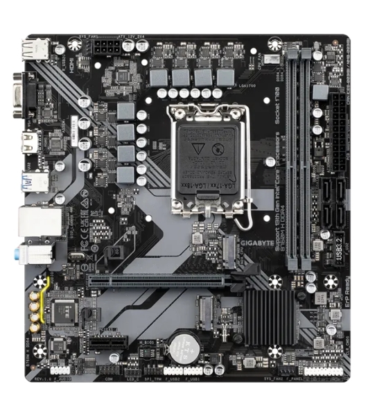 Материнская плата Gigabyte B760M H DDR4, LGA 1700, Intel B760, 2xDDR4, 4xSATA, 2xM.2, 1xPCIe 4.0 x16, 1xPCIe x1, 1xHDMI, 1xVGA, 1x 1Gb LAN, 2xUSB 2.0, 4xUSB 3.2 Gen 1, 3x3.5 мм, 7.1, Micro ATX