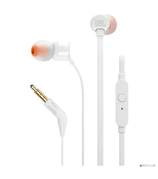 Проводные наушники JBL Tune 110 белый, внутриканальные, Jack 3.5 мм