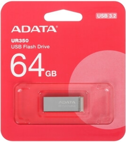 Флешка USB ADATA UR350 (UR350-64G-RSR/BG), 64Gb, USB 3.2, R/W 100/15, серебристый/коричневый