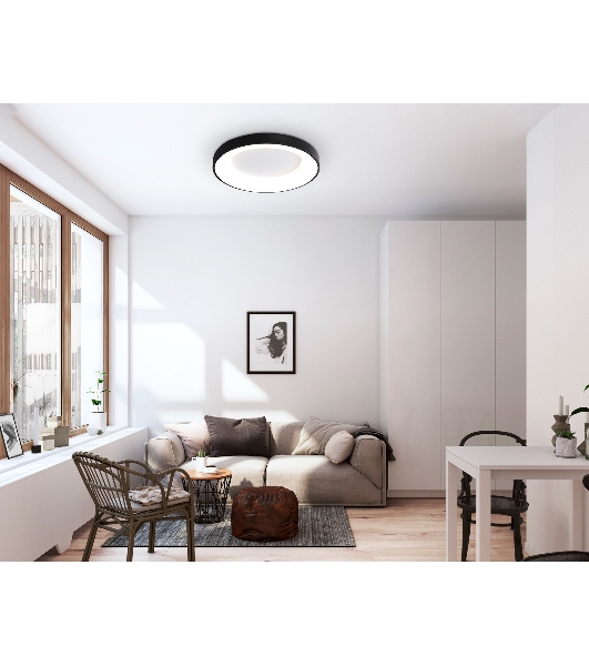 Потолочный светодиодный светильник Ambrella light FZ1403 BK черный IP20 48W 3000K-6500K D500*50 (ПДУ ИК)