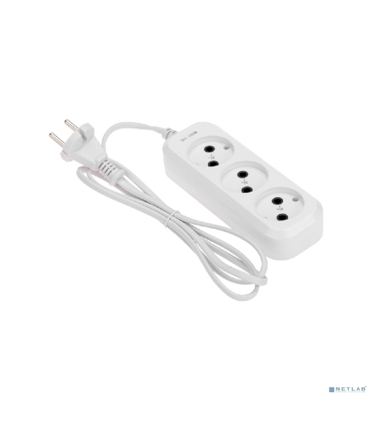 Удлинитель PROconnect 3 гнезда, 1,5 м, 2х0,75 мм², б/з, белый