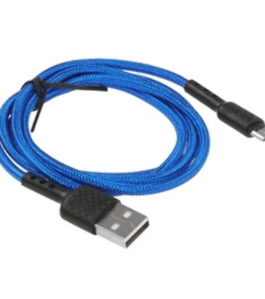 Кабель Defender F181, USB 2.0 (AM) - microUSB 2.0 (BM), 1 м, 2.4А, нейлоновая оплетка, синий.
