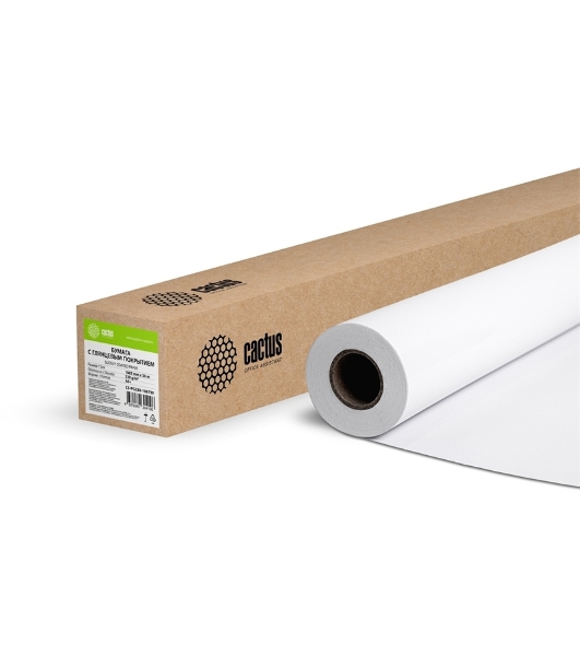 Бумага Cactus CS-PG230-106730 42'(A0+) 1067мм-30м/230г/м2/белый глянцевое универсальная (с покрытием)