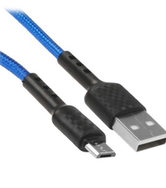 Кабель Defender F181, USB 2.0 (AM) - microUSB 2.0 (BM), 1 м, 2.4А, нейлоновая оплетка, синий.