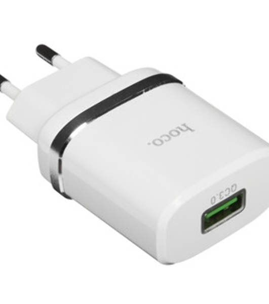 Сетевое зарядное устройство + Кабель Micro HOCO HC-16286 C12Q/1m/QC 3.0/1 USB/Выход: 5V_9V_12V, 18W, белый