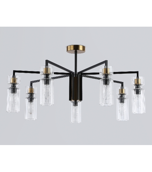 Люстра Ambrella light LH56115/7 BK/BS/CL черный/латунь/прозрачный E14*7 max 40W D705*350