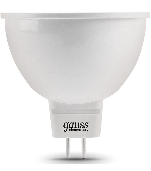 Лампа светодиодная Gauss Elementary MR16 6Вт цок.: GU5.3 спот 220B 6500K св. свеч. бел. хол. MR16 (упак.: 10 шт)