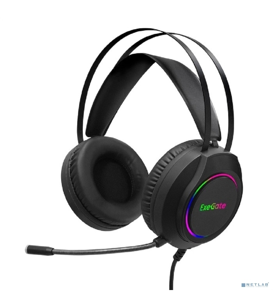 Гарнитура Exegate Cosmos HS-702GL чёрный, проводная, USB, виртуальный звук 7.1, подсветка