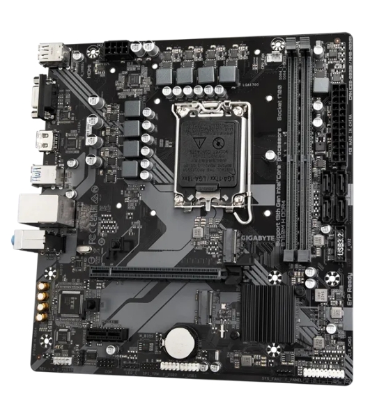 Материнская плата Gigabyte B760M H DDR4, LGA 1700, Intel B760, 2xDDR4, 4xSATA, 2xM.2, 1xPCIe 4.0 x16, 1xPCIe x1, 1xHDMI, 1xVGA, 1x 1Gb LAN, 2xUSB 2.0, 4xUSB 3.2 Gen 1, 3x3.5 мм, 7.1, Micro ATX