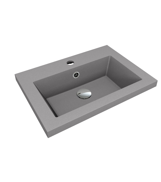 Тумба под раковину Bau Stil Loft grey brushed, раковина кварцевая BAU Stil 50, серый металлик
