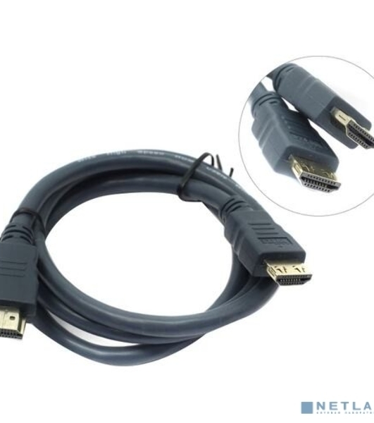 Кабель HDMI CP-HM-HM-1M Wize,1 м, v.2.0, K-Lock, soft cable, 19M/19M, позол.разъемы, экран, темно-серый, пакет