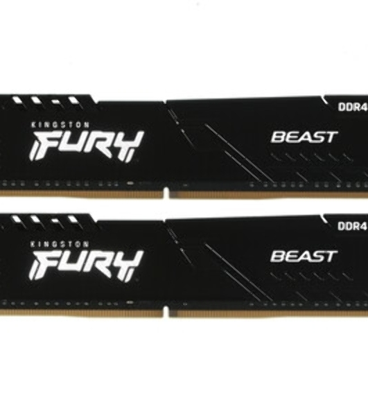 Оперативная память Kingston Fury Beast Black, DDR4, 16GB (1x16GB), 3200 MHz, CL16, с радиатором, черный