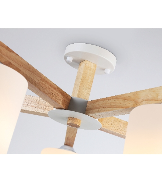 Светильник Ambrella light TR83113/5 WH/LW белый/светлое дерево E27/5 max 40W D700*325