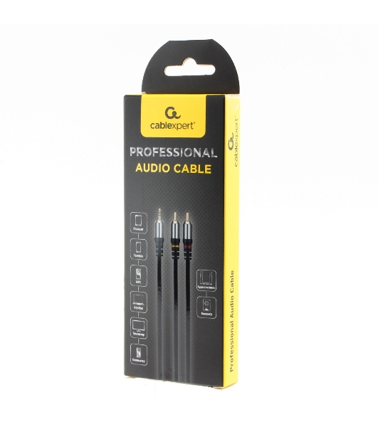 Кабель аудио Cablexpert CCAB-02-35M2RM-1.5MB. 3.5 Jack(M)/2х RCA (M), черный, 1.5м, блистер
