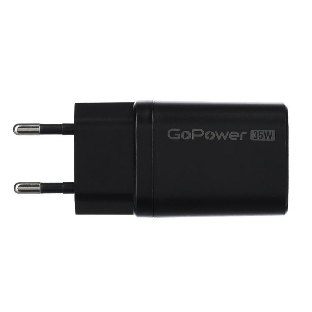 Сетевое зарядное устройство GOPOWER 1USB+1TYPE-C 35W QC3.0 00-00028403 черный