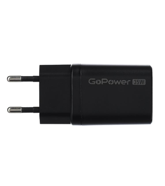 Сетевое зарядное устройство GOPOWER 1USB+1TYPE-C 35W QC3.0 00-00028403 черный
