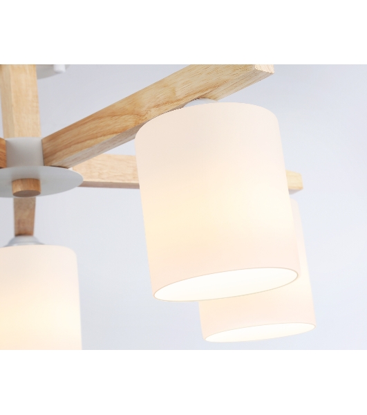 Светильник Ambrella light TR83113/5 WH/LW белый/светлое дерево E27/5 max 40W D700*325