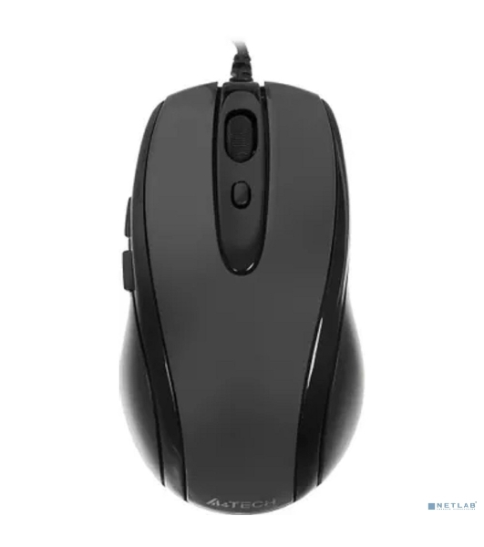 Мышь проводная A4Tech N-708X серый глянец/черный, 1600 dpi, USB, кнопки - 6