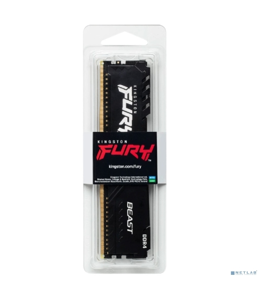 Оперативная память Kingston Fury Beast Black, DDR4, 16GB (1x16GB), 3200 MHz, CL16, с радиатором, черный