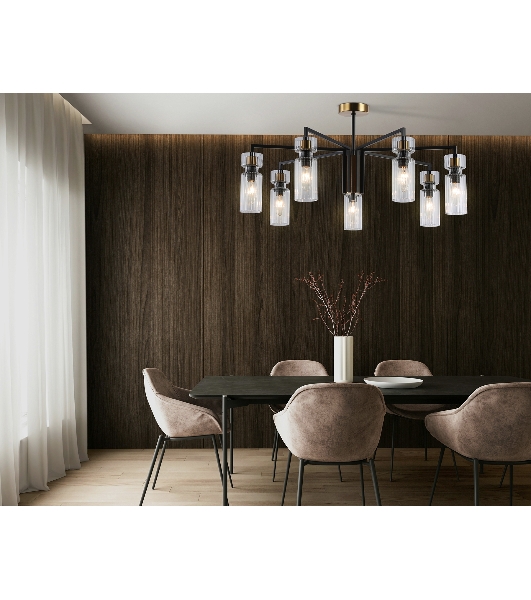 Люстра Ambrella light LH56115/7 BK/BS/CL черный/латунь/прозрачный E14*7 max 40W D705*350