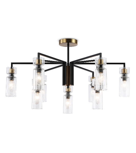 Люстра Ambrella light LH56117/9 BK/BS/CL черный/латунь/прозрачный E14*9 max 40W D765*440