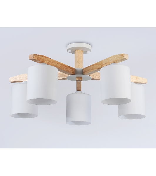 Светильник Ambrella light TR83113/5 WH/LW белый/светлое дерево E27/5 max 40W D700*325