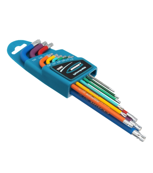 Набор ключей Gross 16402 имбусовых torx-tt 9шт: t10-t50 магнит s2 экстра-длин. хром/краска