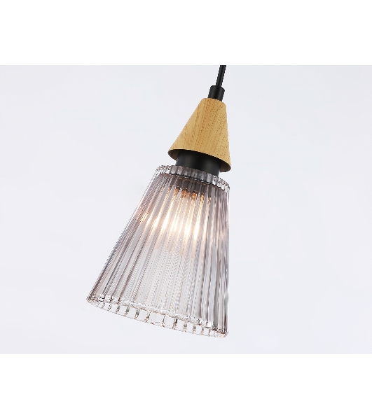 Светильник Ambrella light LH58111 BK/LW/SM черный/светлое дерево/дымчатый E14 max 40W D110*1500