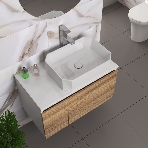 Комплект для ванной, 4 предмета (Тумба подвесная Bau Blackwood 80 + Раковина BAU Hotel 51х37 + Смеситель Hotel Still, нерж. сталь, выпуск белый), фото7