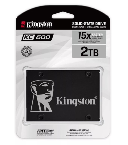 Накопитель SSD Kingston KC600, 2Tb, SATA III, 2.5', R/W 550/520