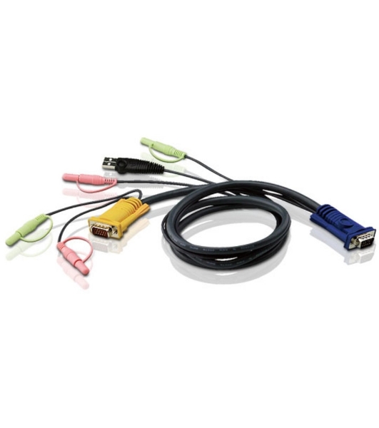 Кабель ATEN KVM Cable 2L-5305U Кабель для KVM: USB(Am)+DB15(m)+2*Audio (PC) -на- SPHD15(m)+2*Audio (KVM), 5м