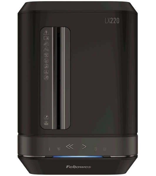Шредер Fellowes PowerShred LX220 черный (секр.P-4)/перекрестный/20лист./30лтр./скрепки/скобы/пл.карты