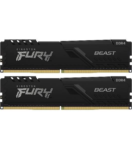 Оперативная память Kingston Fury Beast, DDR4, 64GB (2x32GB), 3200MHz, CL16, DIMM, черный