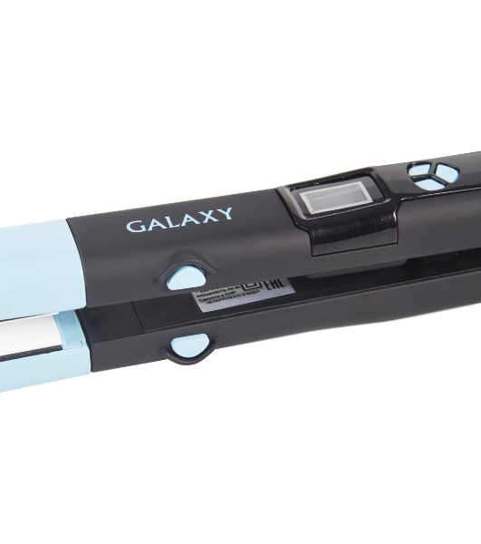 Выпрямитель для волос Galaxy GL 4505 черный/голубой, 27,5/57 мм, 200 °C, 1 режим