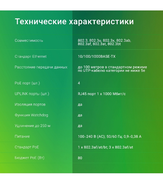 Коммутатор Digma DSP204G-1G-T80, 5×1 Гбит/с, неуправляемый