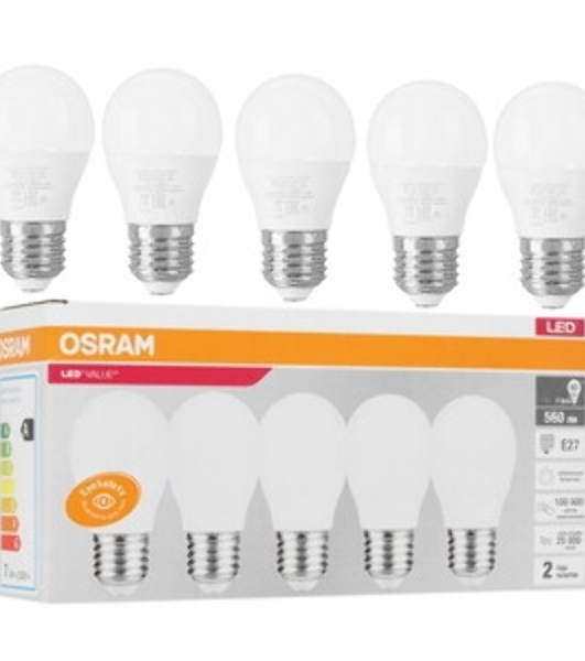 Лампа светодиодная LED Value LVCLP60 7SW/840 шар матовая E27 230В 10х1 RU OSRAM 4058075579835