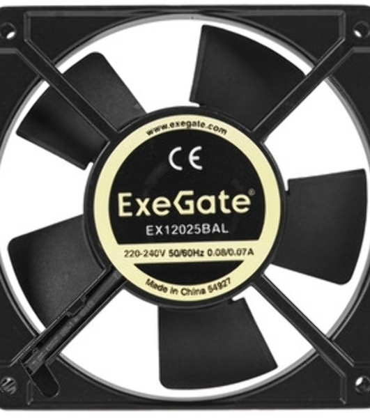 Вентилятор для корпуса ExeGate EX12025BAL черный, 120 мм, 2200 об/мин, 32 дБ