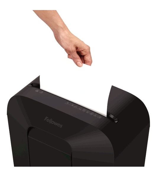 Шредер Fellowes PowerShred LX50 черный (секр.P-4)/перекрестный/9лист./17лтр./скрепки/скобы/пл.карты